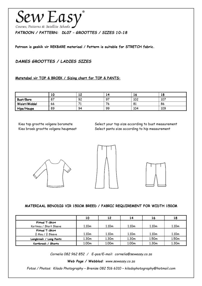 DL07 - Fitted T-Shirt & Pants Size 10 - 18 - Image 2